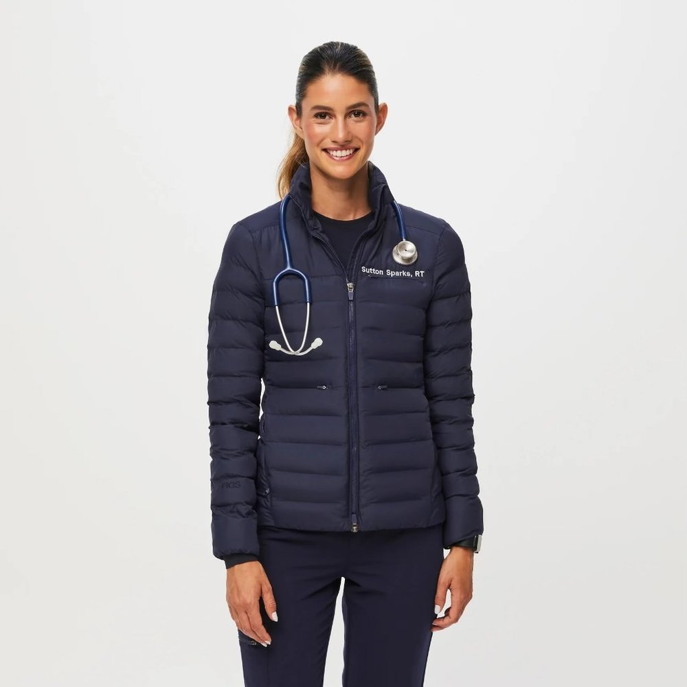 FIGS On-Shift Packable Puffer Jacket in NAVY